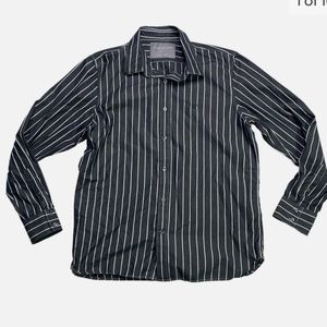 American Eagle Vintage Fit Shirt Mens Sz Large Black Dark Gray Pinstripe